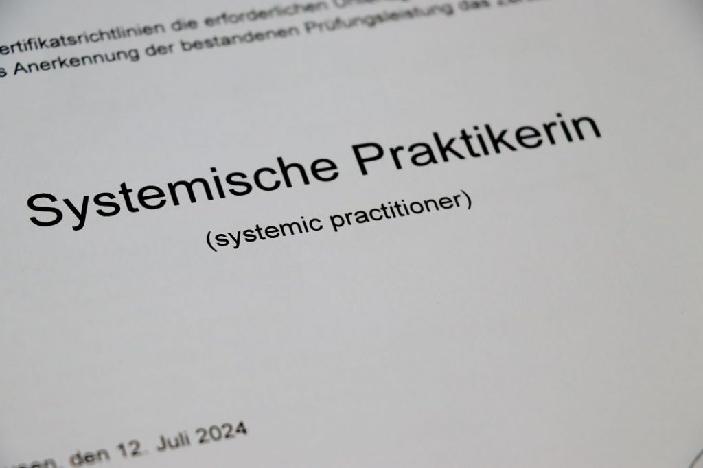 Zertifikat für die Teilnehmenden in der Ausbildung Systemische Beratung für Offenbach